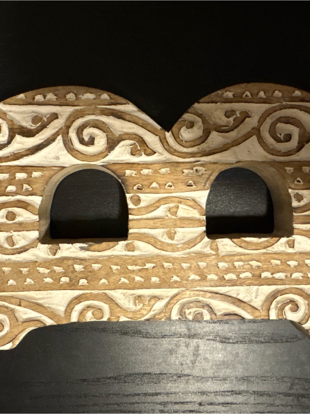 “B” Hand-Carved Wood Decorative Shelf in Natural and White